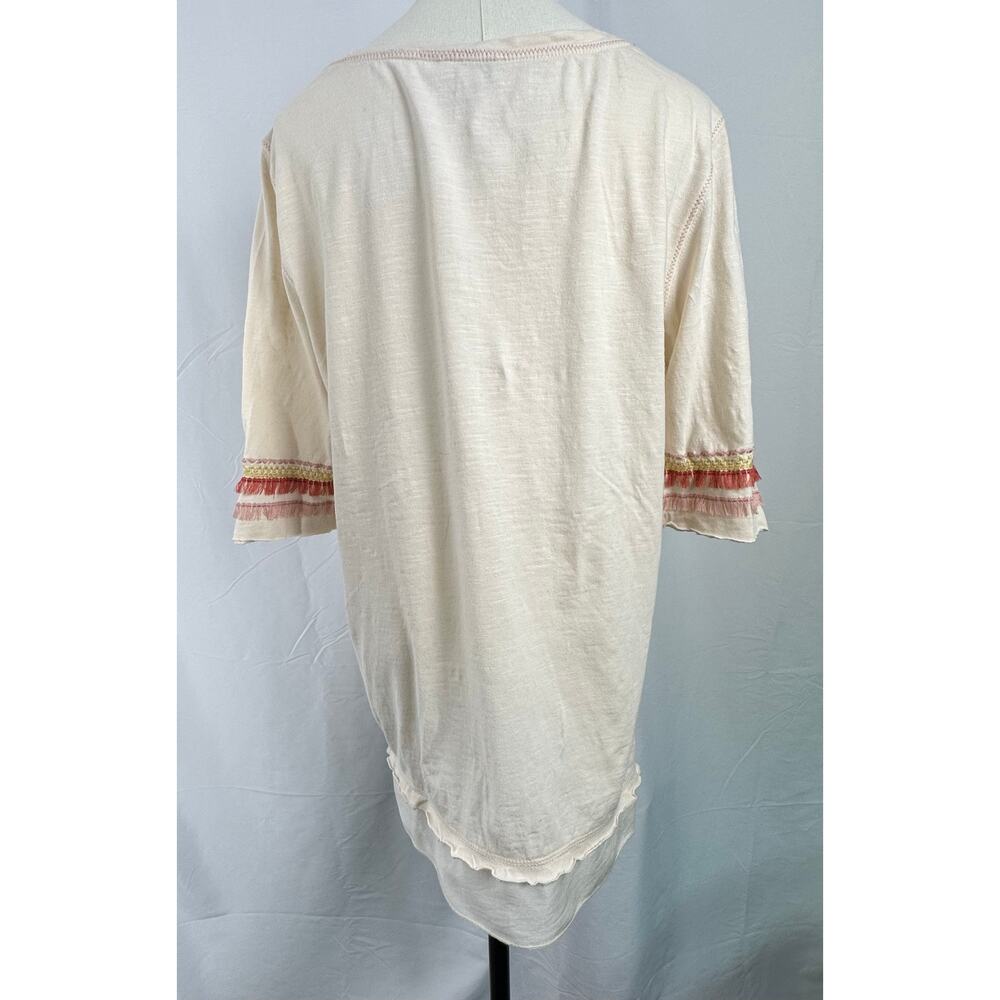 Sundance Montera Embroidered Tunic Top M Cotton Boho Festival Fringe Knit Trim - Picture 2 of 8